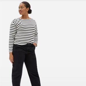 Everlane The Modern Breton Tee | Black & Cream | Size Small